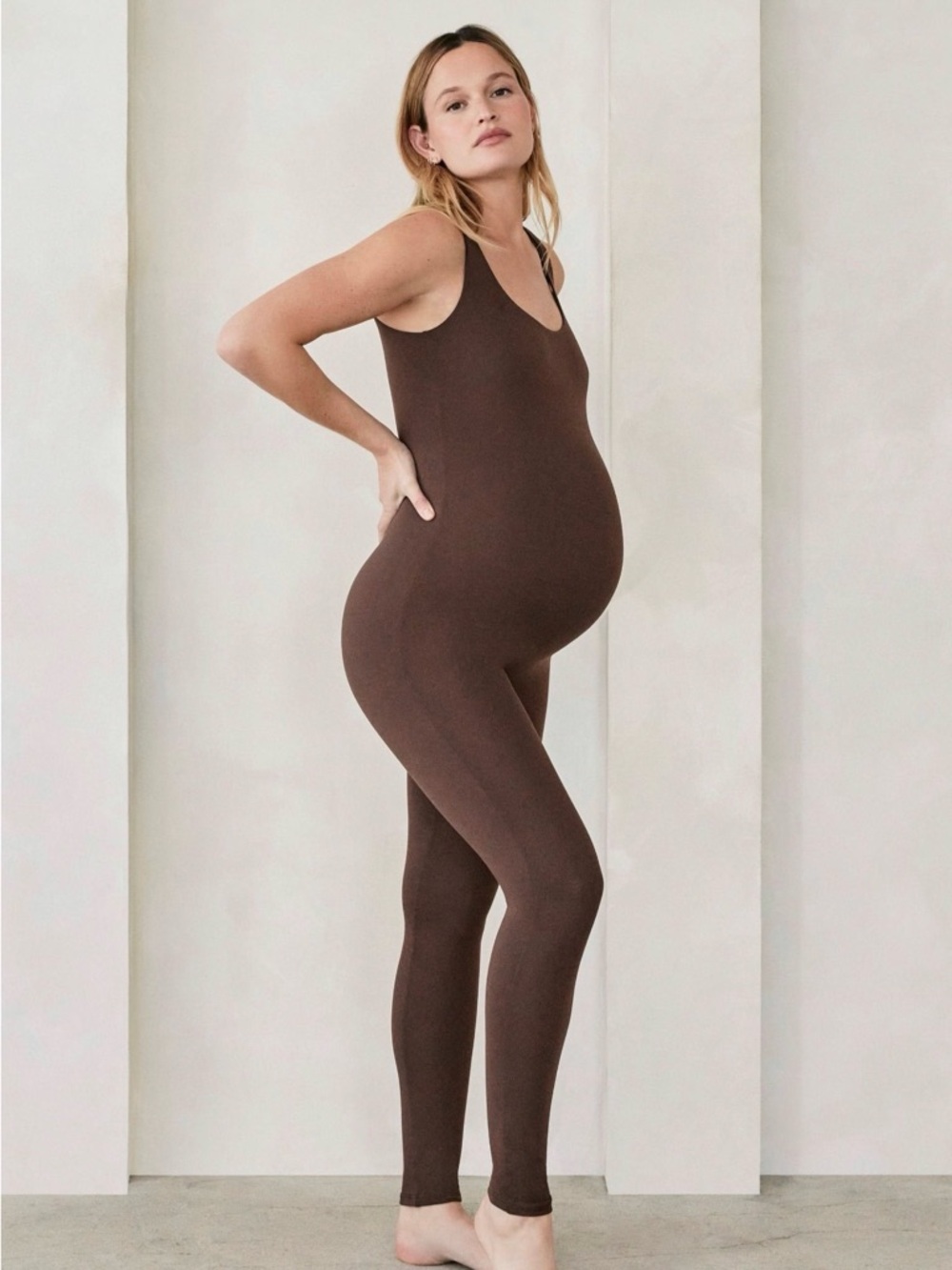 The Lucy Maternity Bumpsuit Brown